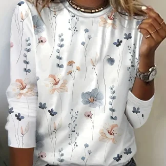 Floral Print Relax Fit Crew Neck